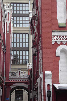 red and white building